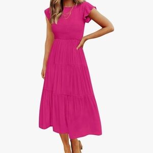 Chic Fuchsia Midi Dress